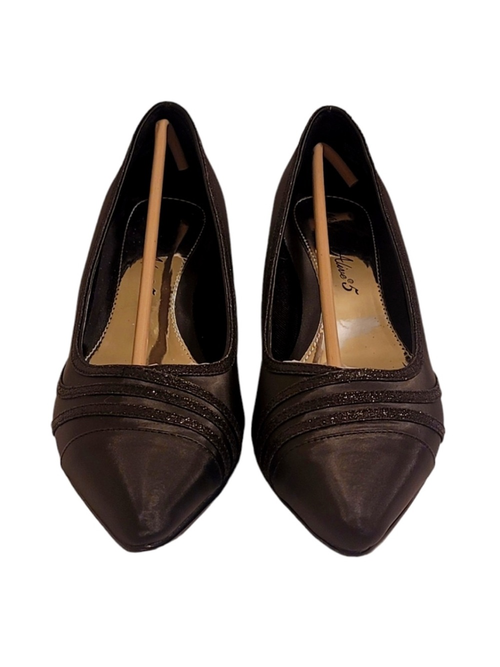 Black High Heels Easy Street Nobel Pointed Toe Satin Dress Shoes Size 9 Wide